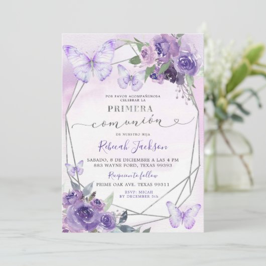 Invitation Papillon de la Primera Comunión (Debout devant)