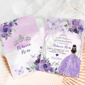 Invitation Papillon de la princesse Rose de lavande Quinceañe