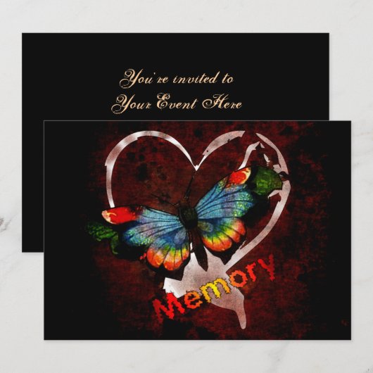 Invitation Papillon de mémoire (Devant / Derrière)