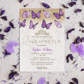 Invitation Papillon de Parties scintillant en or violet Quinc
