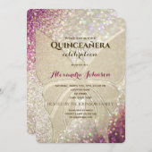 Invitation Papillon de parties scintillant Quinceañera (Devant / Derrière)
