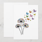 Invitation Papillon de pissenlit en vol (Devant / Derrière)