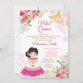 Invitation Papillon de Quinceañera Rose Princesse (Devant)