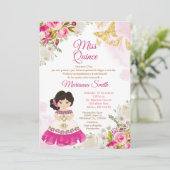 Invitation Papillon de Quinceañera Rose Princesse (Debout devant)