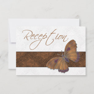 Invitation Papillon de réception de mariage Brocade brun
