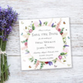 Invitation Papillon décontracté rose violet floral Enregistre