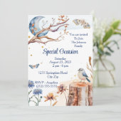 Invitation Papillon d'été bleu Clair de Lune Floral Joli (Debout devant)