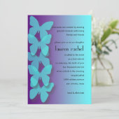 Invitation Papillon Dimensional bat mitzvah Turquoise violet (Debout devant)