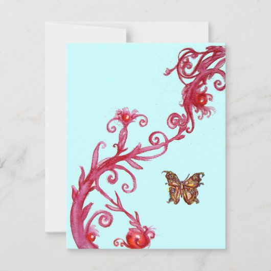 Invitation PAPILLON D'OR , bleu rouge vif (Devant)