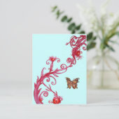 Invitation PAPILLON D'OR , bleu rouge vif (Debout devant)