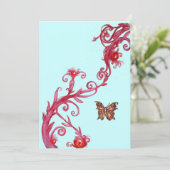 Invitation PAPILLON D'OR , bleu rouge vif (Debout devant)