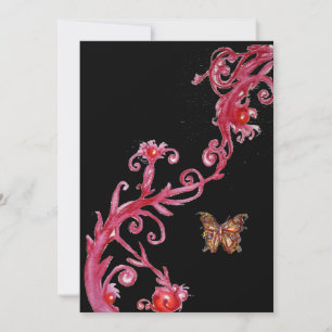 Invitation PAPILLON D'OR BUTTERFLY , rouge noir brillant