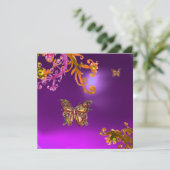 INVITATION PAPILLON D'OR DANS DES TOURBILLONS FLEURIS VIOLETS (Debout devant)