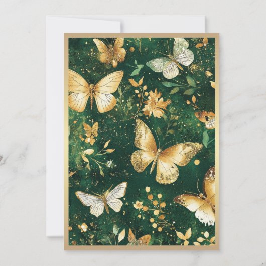 Invitation Papillon d'or Emerald Green Quinceañera (Dos)
