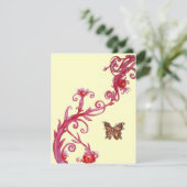 INVITATION PAPILLON D'OR EN CRÈME ROUGE CLAIR (Debout devant)