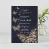 Invitation Papillon d'or esthétique céleste (Debout devant)