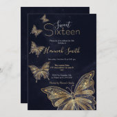 Invitation Papillon d'or esthétique céleste (Devant / Derrière)