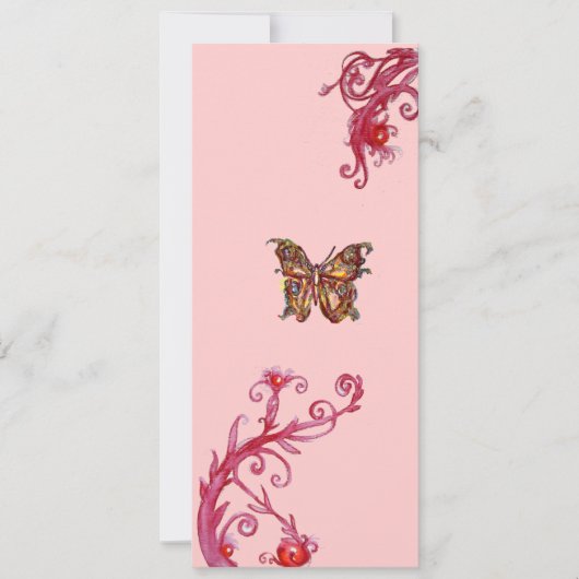 Invitation PAPILLON D'OR , floraisons rose rouge vif (Devant)