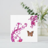 Invitation PAPILLON D'OR , rose blanc brillant (Debout devant)