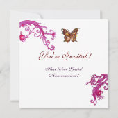 Invitation PAPILLON D'OR , rose blanc brillant (Dos)