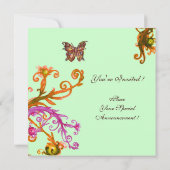 Invitation PAPILLON D'OR , rose jaune vert vif (Dos)