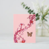 Invitation PAPILLON D'OR , rose rouge vif (Debout devant)