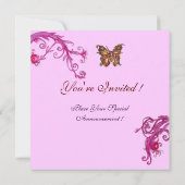 Invitation PAPILLON D'OR , rose vif (Dos)