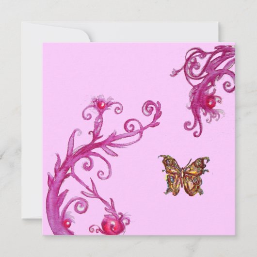 Invitation PAPILLON D'OR , rose vif (Devant)