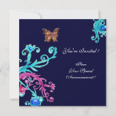 Invitation PAPILLON D'OR , rose vif  bleu (Dos)