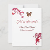 Invitation PAPILLON D'OR , rouge blanc brillant (Dos)