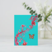 Invitation PAPILLON D'OR , rouge bleu vif (Debout devant)