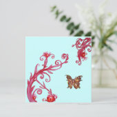 Invitation PAPILLON D'OR , rouge bleu vif (Debout devant)