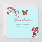 Invitation PAPILLON D'OR , rouge bleu vif (Dos)
