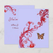 Invitation PAPILLON D'OR , rouge bleu vif (Devant / Derrière)