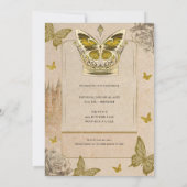 Invitation Papillon doré de conte de fées pour Quinceañera (Dos)