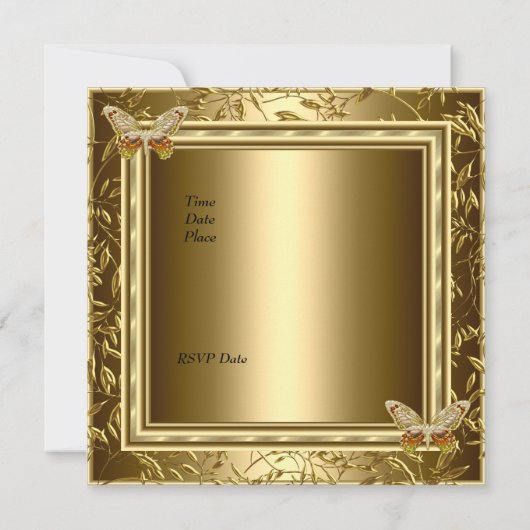 Invitation Papillon doré élégant pour 50e anniversaire de mar (Dos)