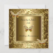 Invitation Papillon doré pour 50e anniversaire de mariage élé (Devant)