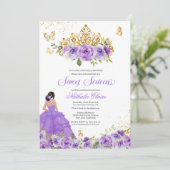 Invitation Papillon doux 16 + Fleurs d'aquarelle violette (Debout devant)