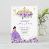 Invitation Papillon doux 16 + Fleurs d'aquarelle violette (Debout devant)