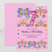 Invitation Papillon du 7e anniversaire (Devant / Derrière)