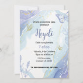 Invitation Papillon Dusty Bleu Anniversaire (Devant)