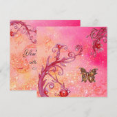 Invitation PAPILLON, ÉCLAIRS ROSES Élégant Mariage Partie (Devant / Derrière)