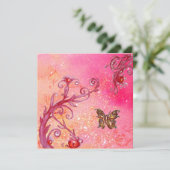 Invitation PAPILLON, ÉCLAIRS ROSES Élégant Mariage Partie (Debout devant)