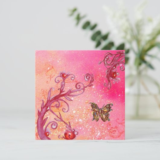 Invitation PAPILLON, ÉCLATS ROSES Élégant mariage (Debout devant)