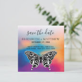 Invitation Papillon élégant et design de coucher de soleil co (Debout devant)