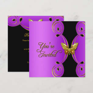 Invitation Papillon élégant fête d'anniversaire Or rose