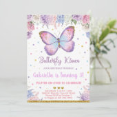 Invitation Papillon embrasse anniversaire voeux fille invitat (Debout devant)