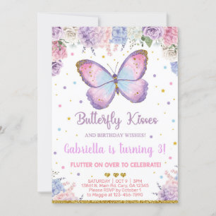 Invitation Papillon embrasse anniversaire voeux fille invitat