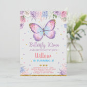 Invitation Papillon embrasse anniversaire voeux fille invitat (Debout devant)