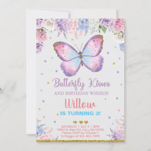 Invitation Papillon embrasse anniversaire voeux fille invitat